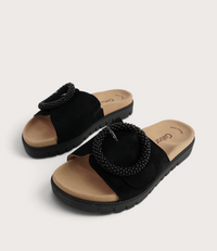 Lucille Black Suede Slides