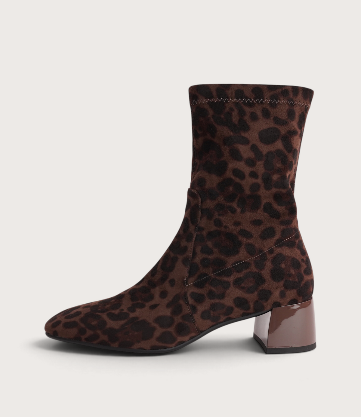 June Brown Leopard Stretch Ankle Boots