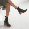Chai Black Leather Ankle Boots