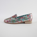 Ariah Aqua Red Metallic Leather Loafers