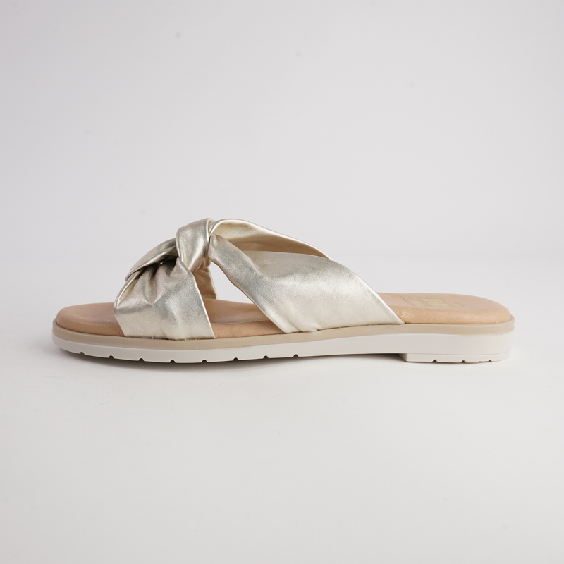 Winona Platino Leather Slides
