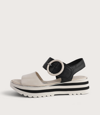 Harlows Milk/ Black Leather Sandals