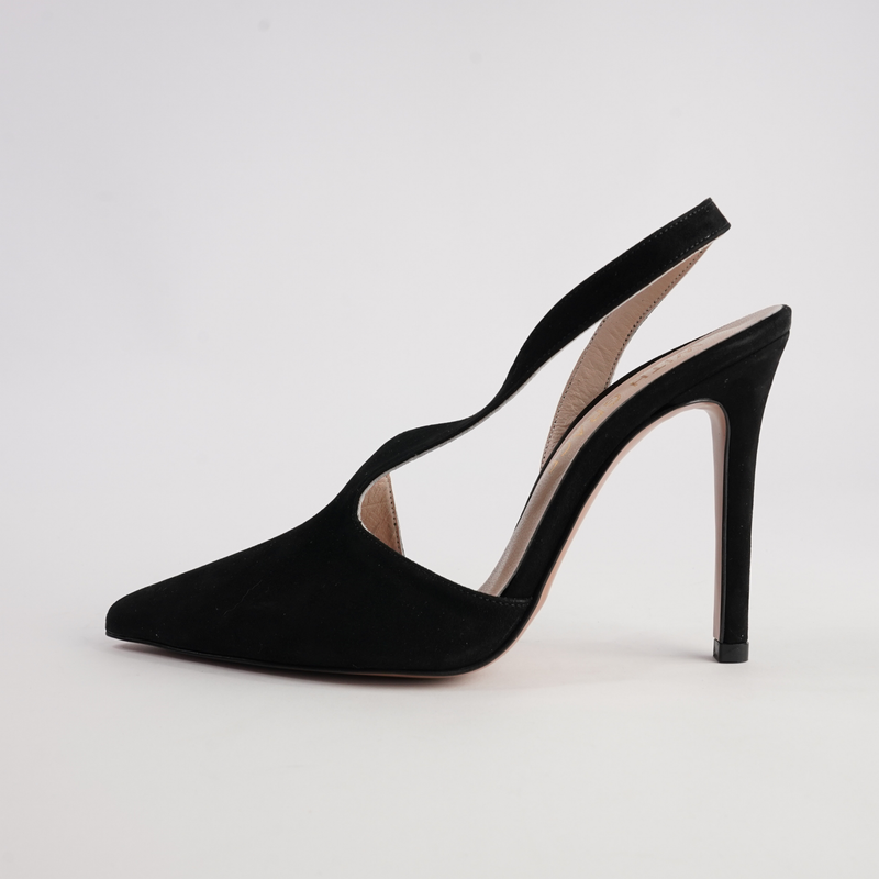 Serena Black Suede Heels