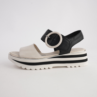 Harlows Milk/ Black Leather Sandals