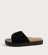 Lucille Black Suede Slides