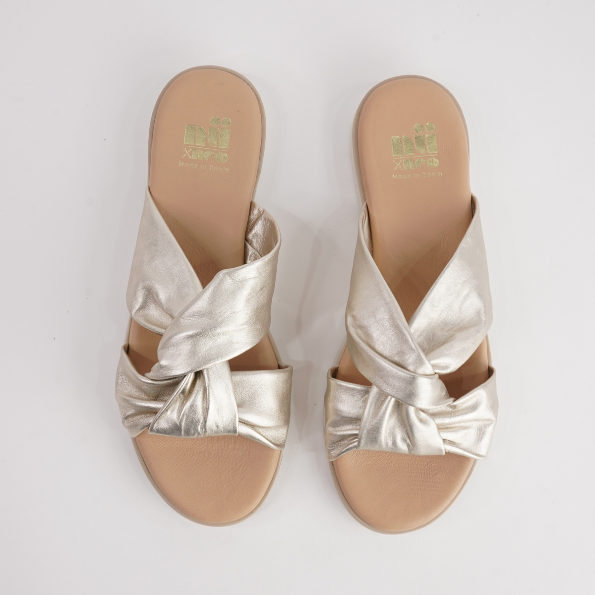 Winona Platino Leather Slides - NU BY NEO | Shouz