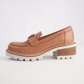 Dylan Cognac Leather Heeled Loafers