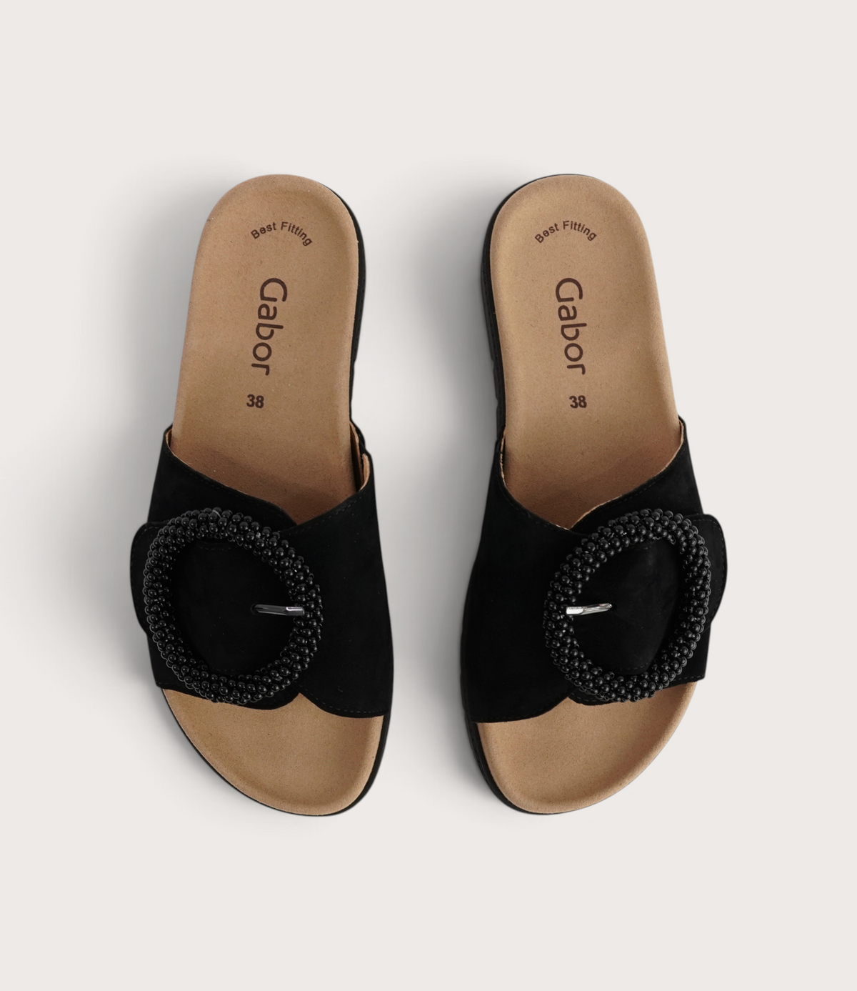 Lucille Black Suede Slides