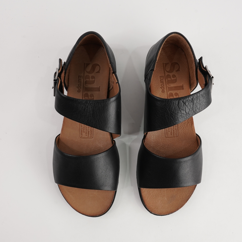 Luna Black Leather Sandals