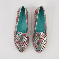 Ariah Aqua Red Metallic Leather Loafers