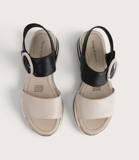 Harlows Milk/ Black Leather Sandals