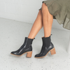 Chai Black Leather Ankle Boots