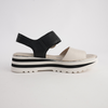 Harlows Milk/ Black Leather Sandals