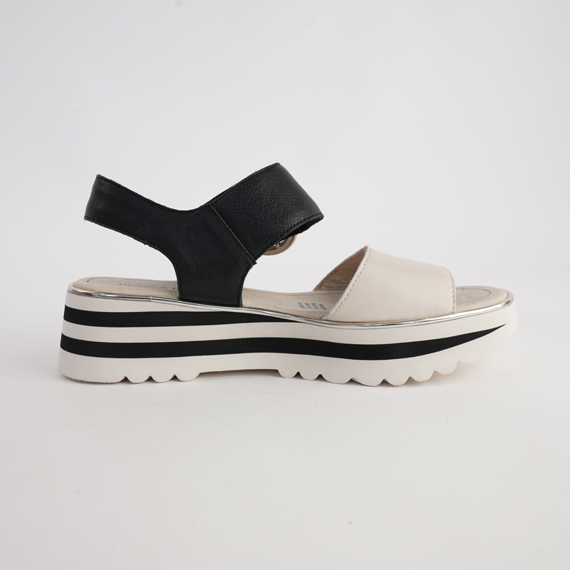 Harlows Milk/ Black Leather Sandals