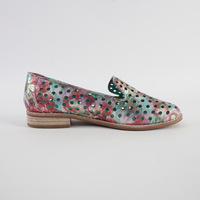 Ariah Aqua Red Metallic Leather Loafers