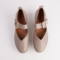 Solo Dark Stone Leather Flats - SALA | Shouz