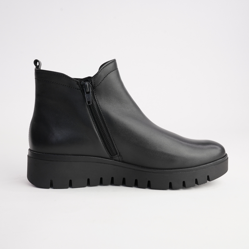 Gertie Black Leather Ankle Boots