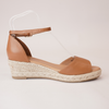 Skip Dark Tan Leather Espadrille Wedges