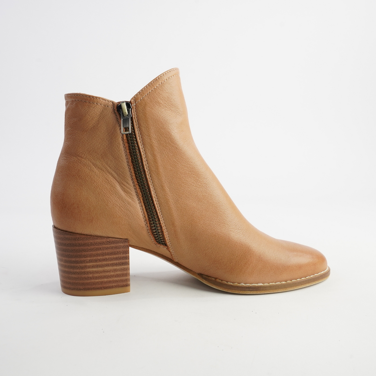 Mockas Dark Tan Leather Ankle Boots