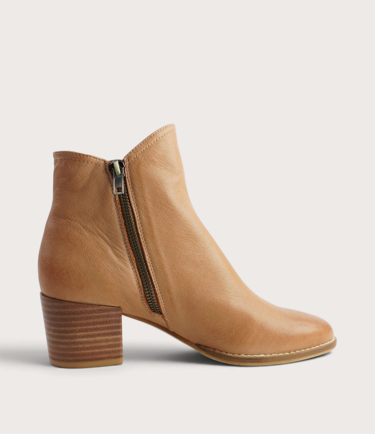 Mockas Dark Tan Leather Ankle Boots