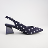 Ihops Navy White Spots Leather Heels