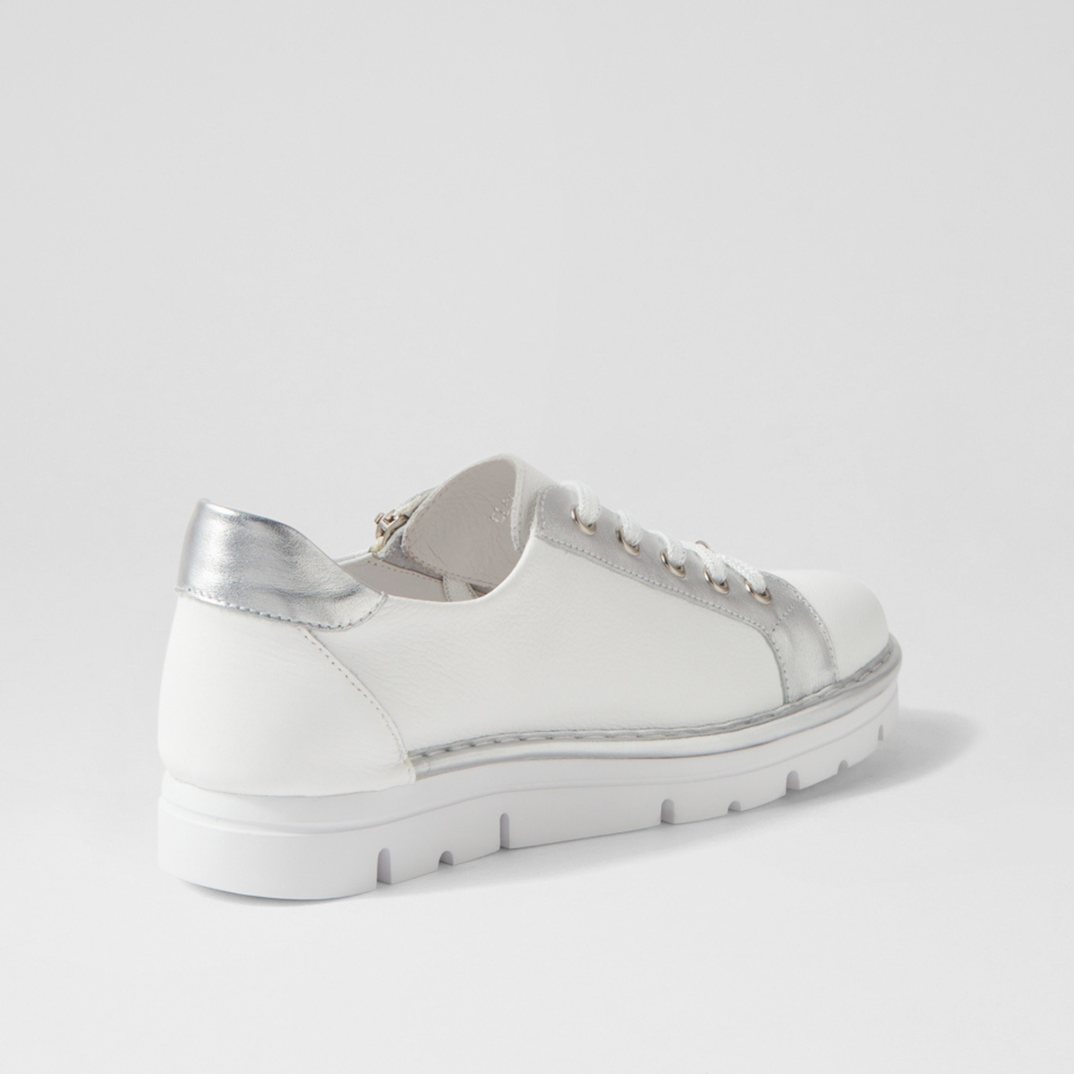 Elos White/silver Leather Sneakers - TOP END | Shouz