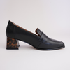 Pavon Black Leather Heeled Loafers