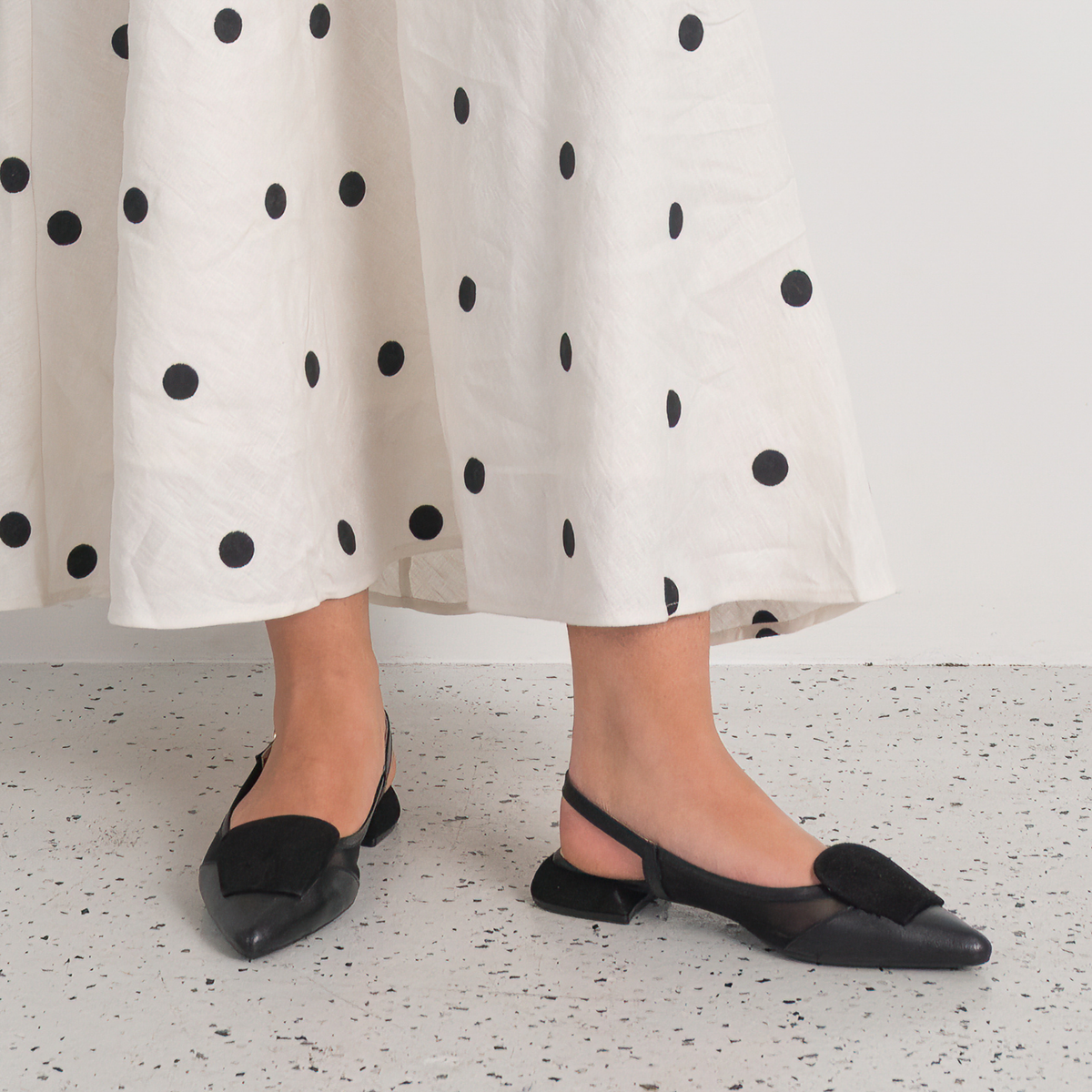 Vivienne Black Leather/ Black Mts Suede Flats - WITH GRACE | Shouz