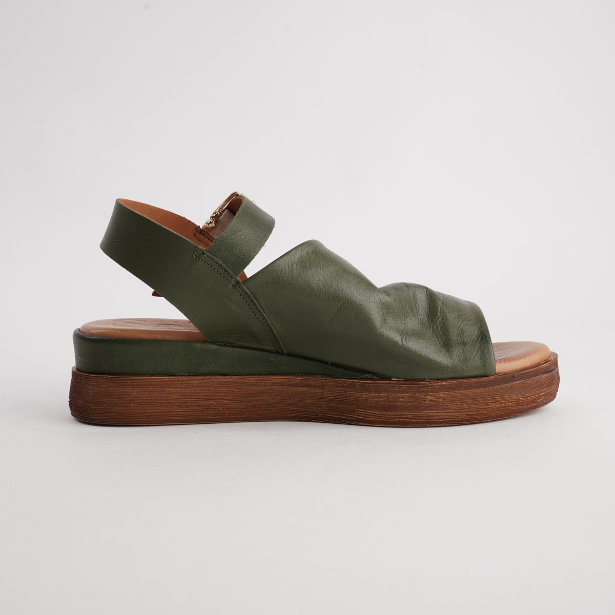 Positano Dark Olive Leather Sandals - SALA | Shouz