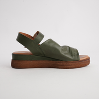 Positano Dark Olive Leather Sandals