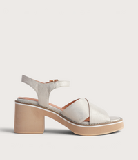 Jemi Beige And Gold Wash Leather Heels
