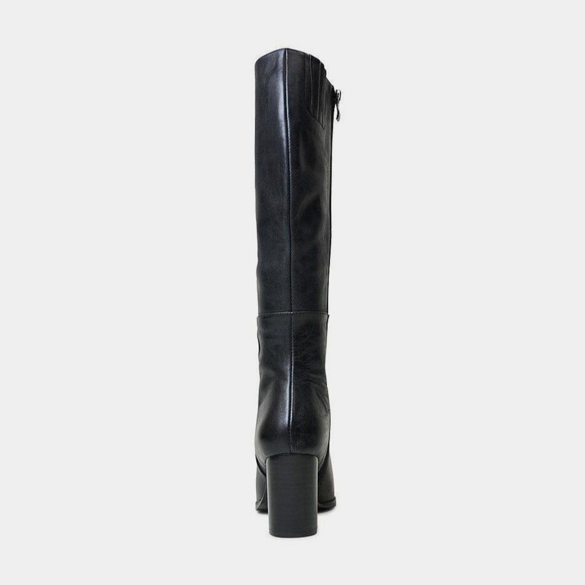 Allouta Black Leather Knee High Boots - Shouz