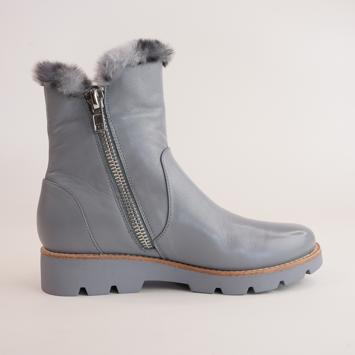 Dlinga Denim/ Denim Leopard Fur Leather Boots - DJANGO AND JULIETTE | Shouz