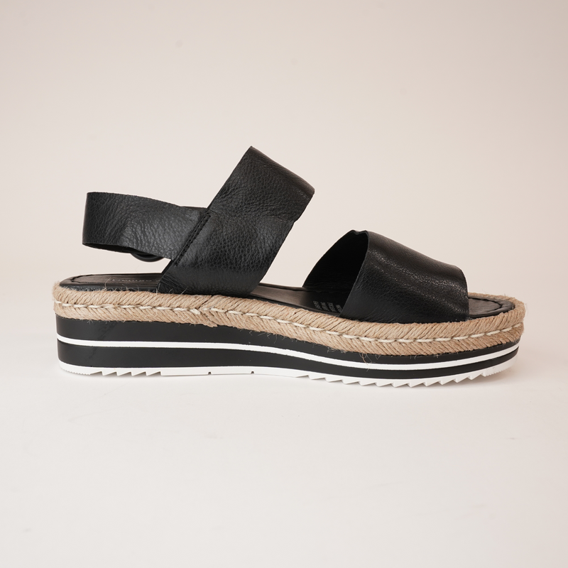 Atha Black Leather Sandals