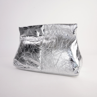 Aevie Metallic Crinkle Patent Leather Clutch