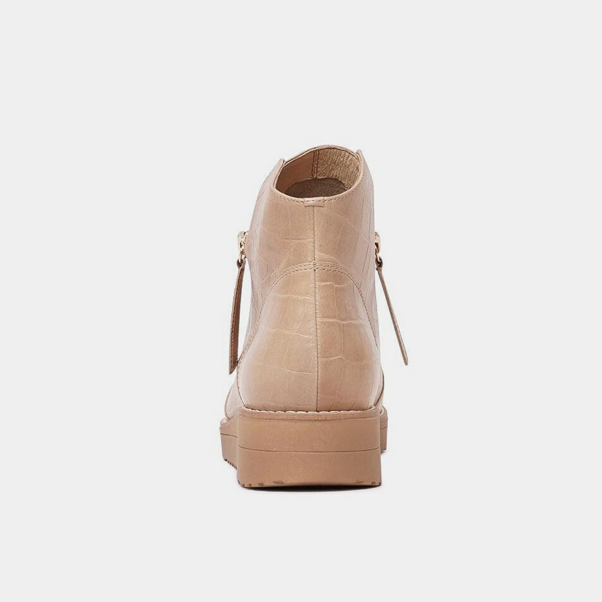 Ohmyes Latte Croc Leather Ankle Boots - TOP END | Shouz