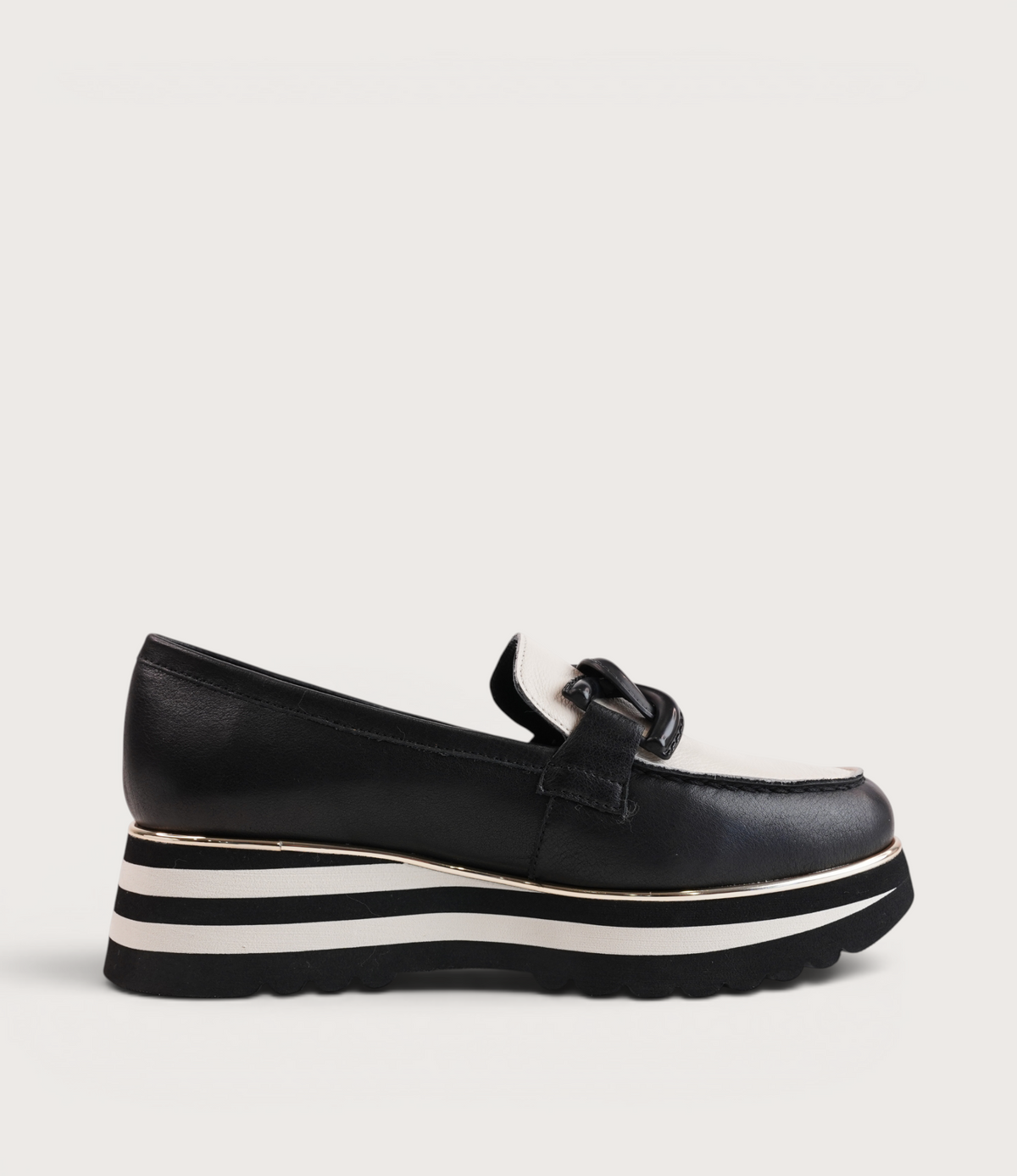 Ealia Black/ Milk Leather Loafers