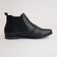 Crystal Black Leather Ankle Boots