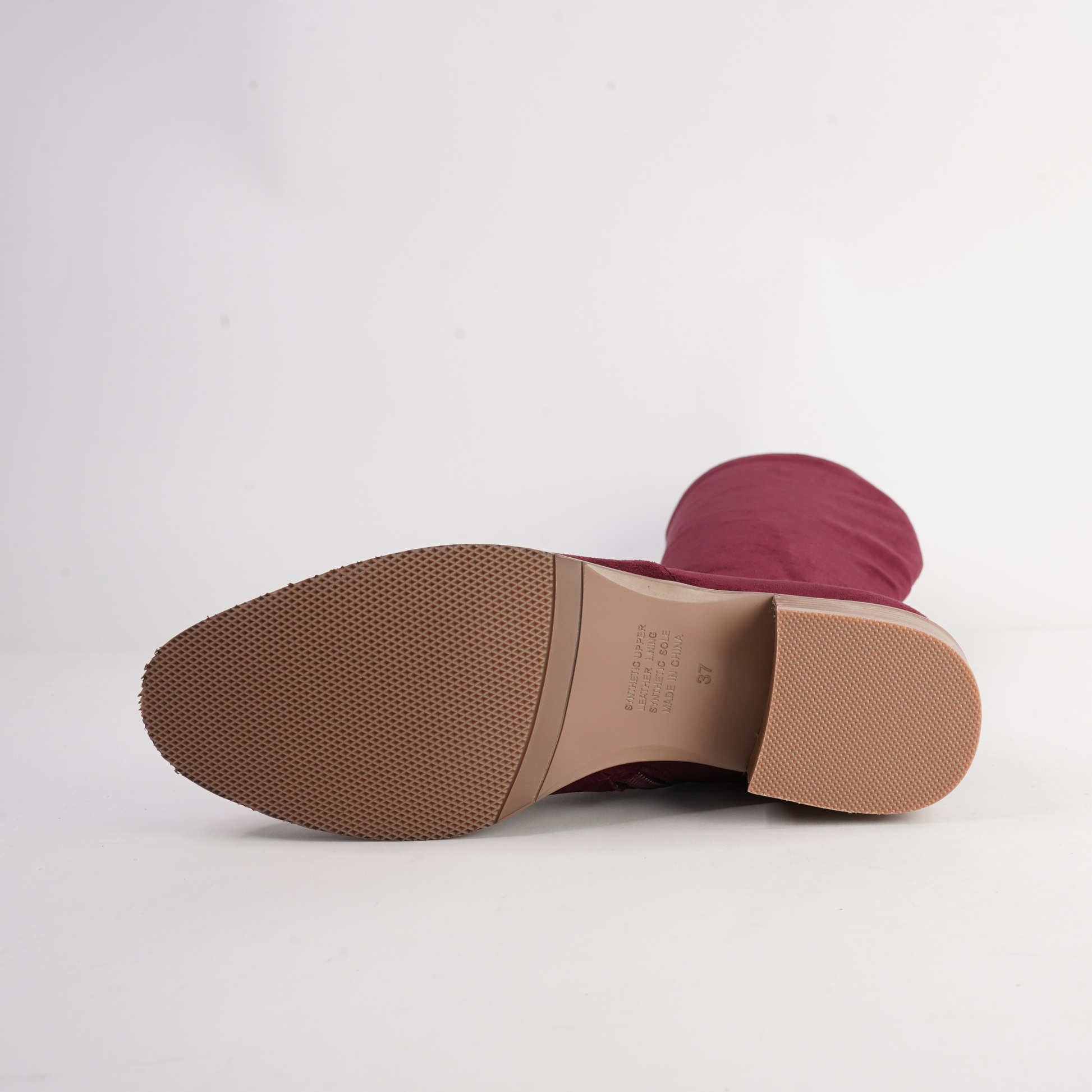 Timothie Burgundy Stretch Microsuede Knee High Boots - DJANGO AND JULIETTE | Shouz