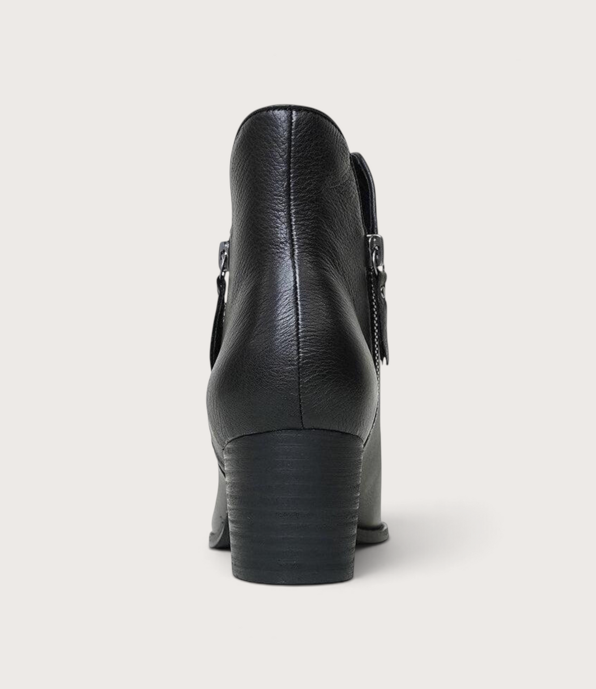 Shiannely Black Leather Ankle Boots
