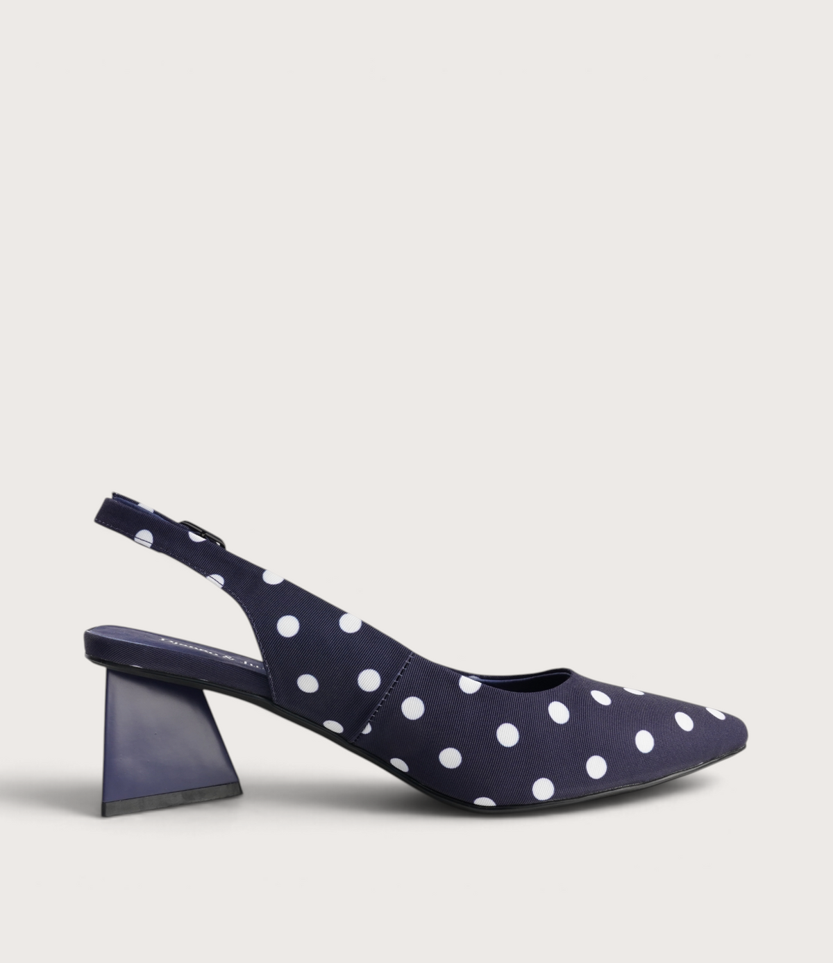 Ihops Navy White Spots Leather Heels - DJANGO AND JULIETTE | Shouz