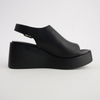 Ariani Black Leather Wedges
