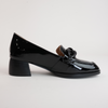 Nomass Black Patent Leather Heeled Loafers