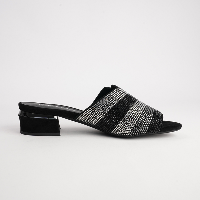 Tonda Black Multi Suede Heels