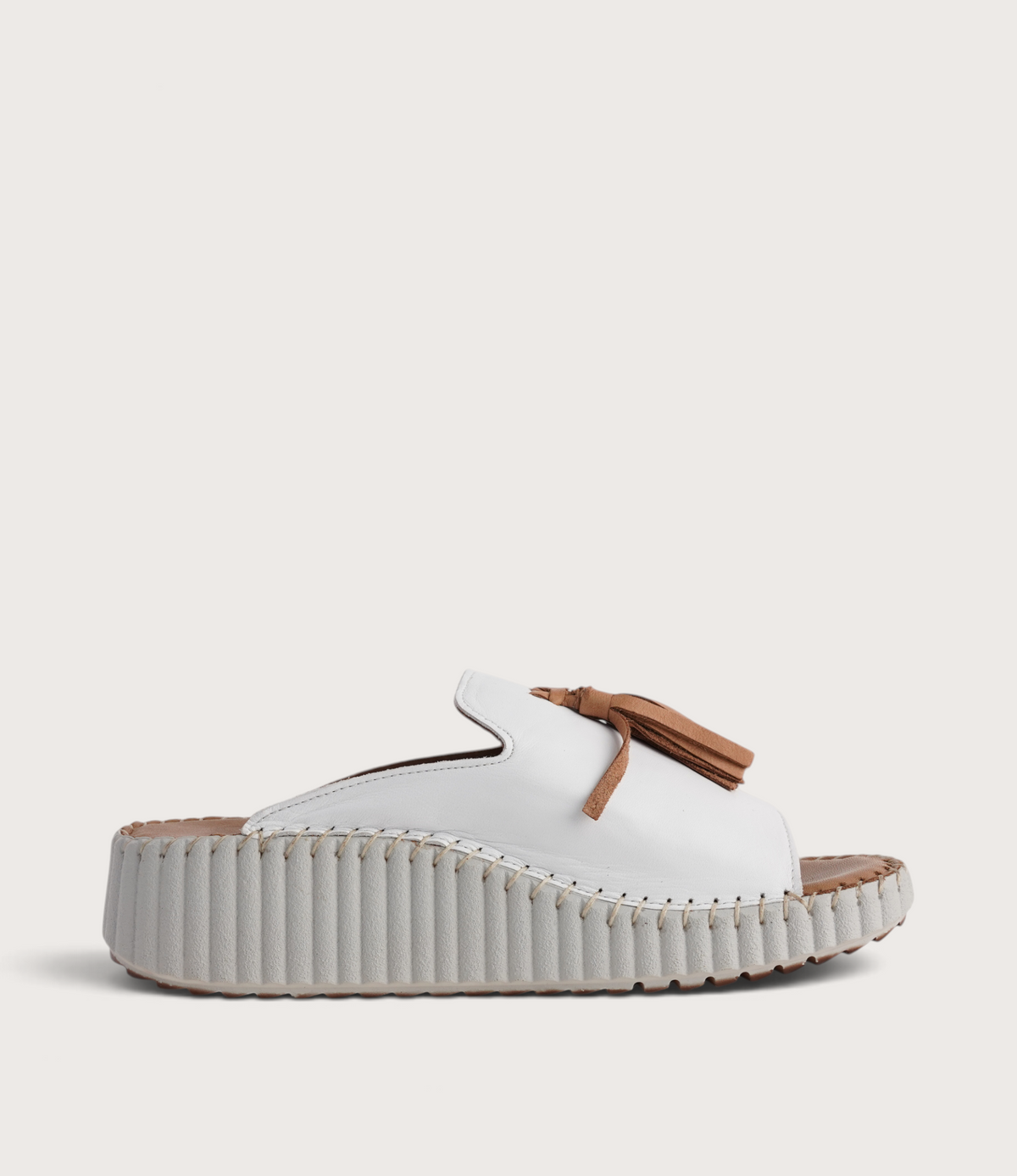 Sonny White/ Coconut Leather Slides