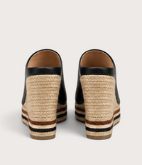 Bob Black Leather Wedges