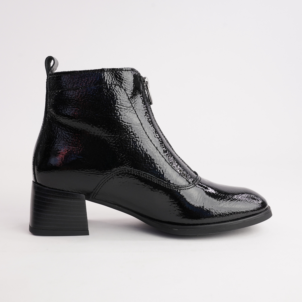 Dora Black Patent Leather Ankle Boots