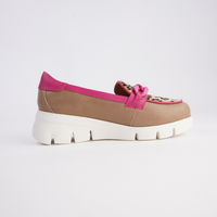 Barcelona Caramel/ Fuschia Multi Leather Loafers - MARCO SANTINI | Shouz
