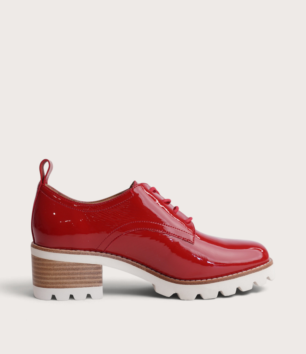 Daya Red Crinkle Patent Leather Brougues