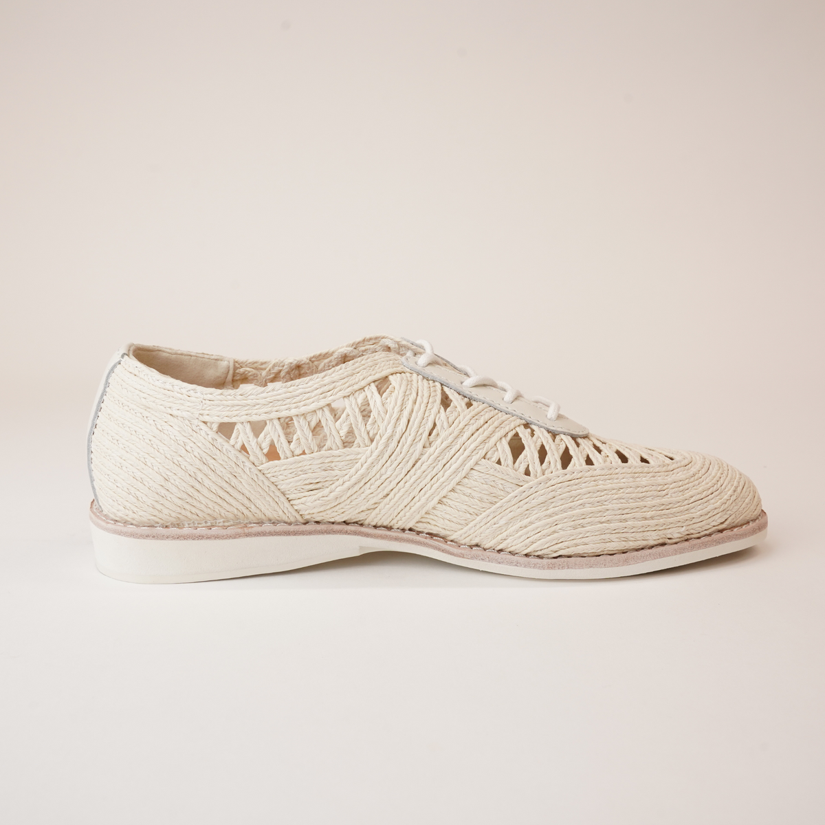 Derby Open Weave Oat Lace Up Flats - ROLLIE | Shouz